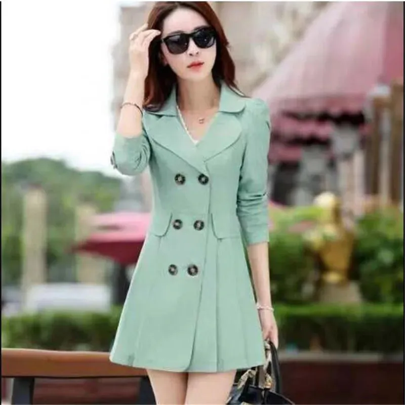 Windbreaker women's Outerwear clothing medium and long casual outerwear women's lining