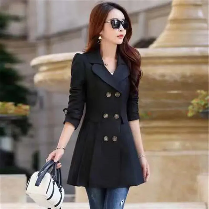 Windbreaker women's Outerwear clothing medium and long casual outerwear women's lining