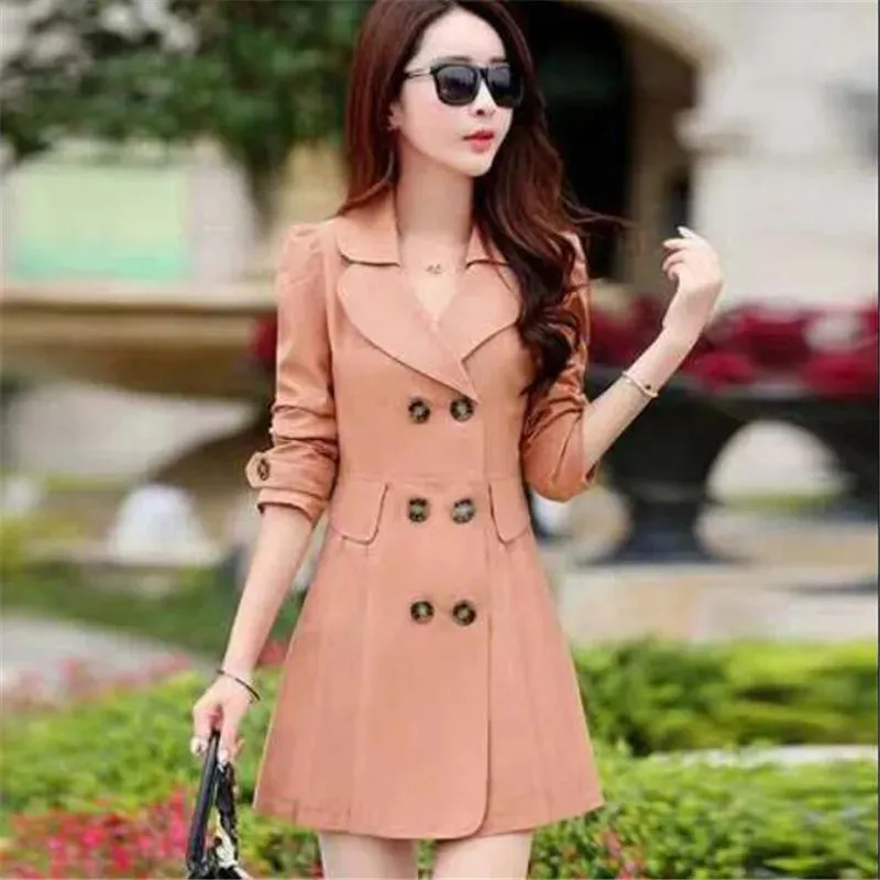 Windbreaker women's Outerwear clothing medium and long casual outerwear women's lining