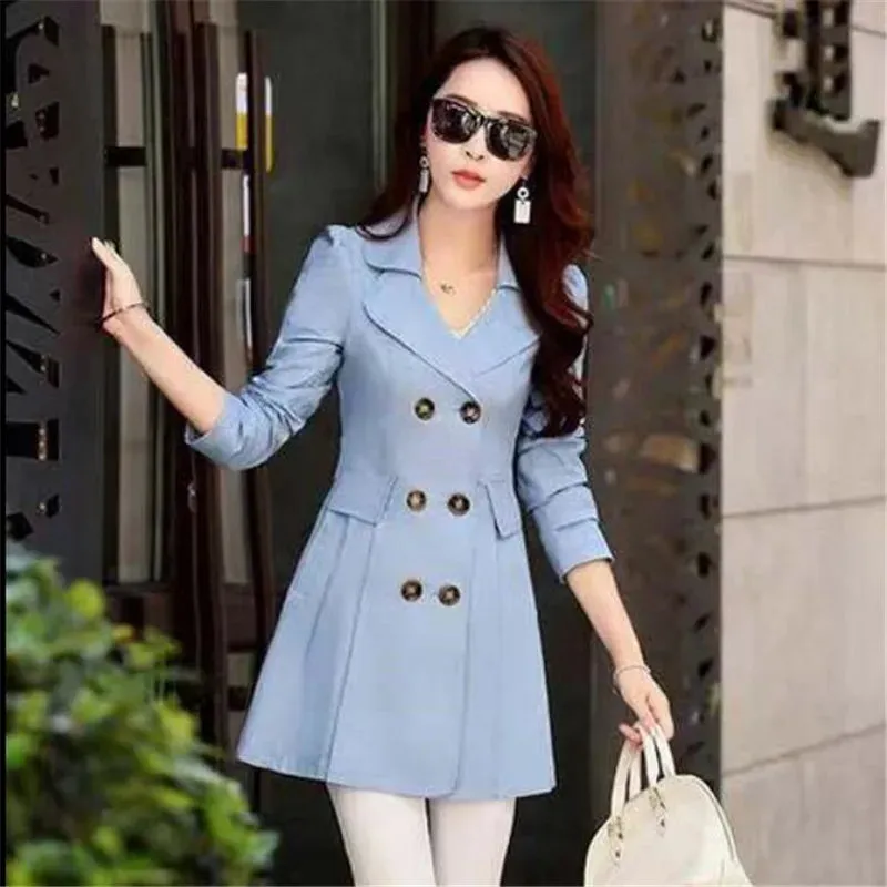 Windbreaker women's Outerwear clothing medium and long casual outerwear women's lining