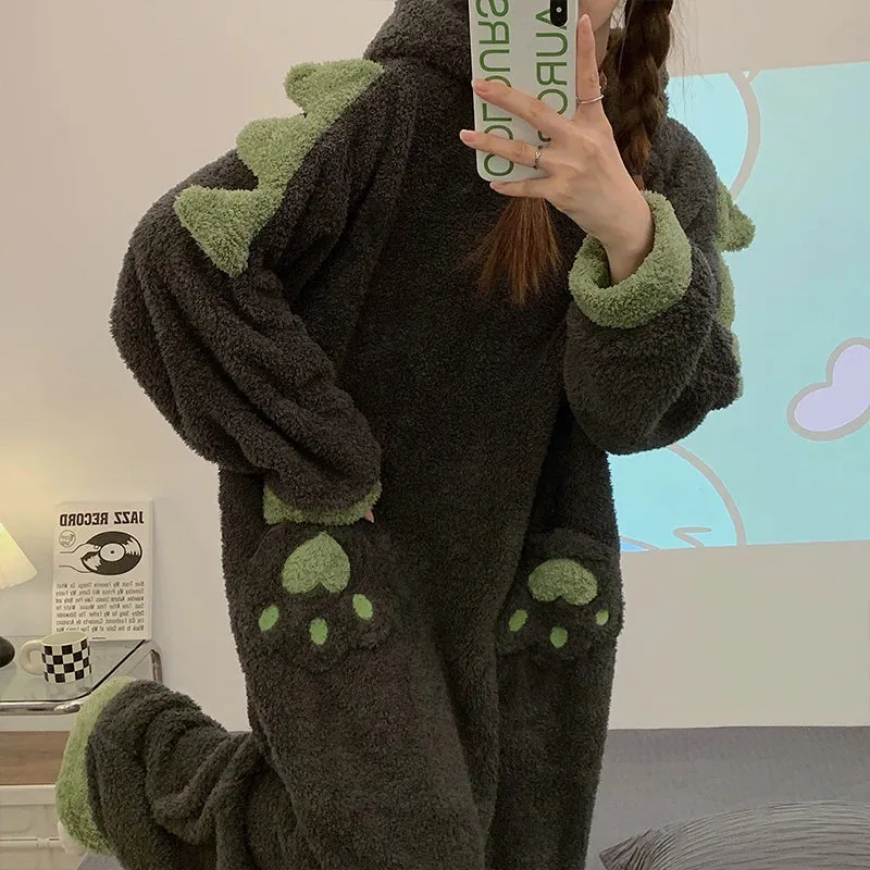 Winter Thicken Women Pajamas Onesie Jumpsuits Anime Kigurumis Adult Korean Femme Pijamas Plush Soft Onesies Leisure wear