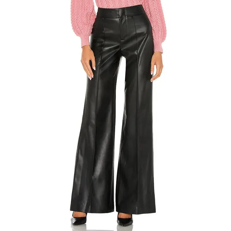 Woman Loose  Trousers Faux Leather