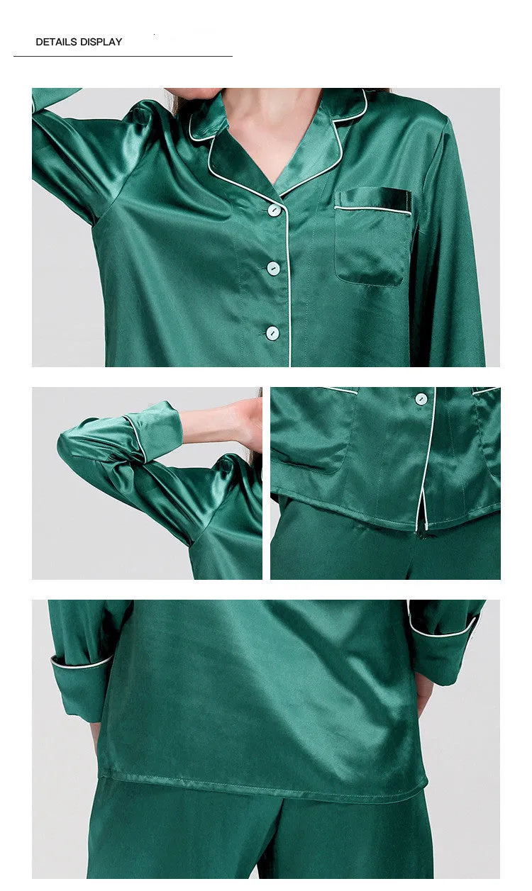 Women's 19 Momi Long Silk Pajamas Two-piece Suit