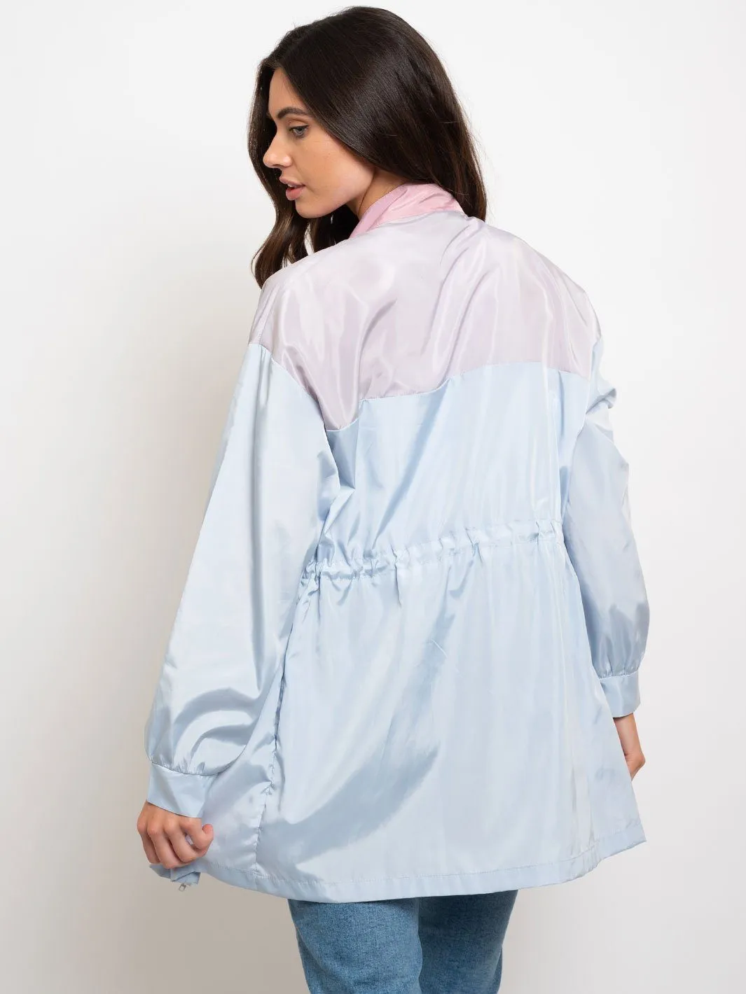 WOMEN'S LONG WINDBREAKER COLOR BLOCK JACKET