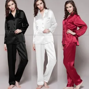 Womens Silk Satin Pajamas Set Pajama Set Sleepwear Loungewear