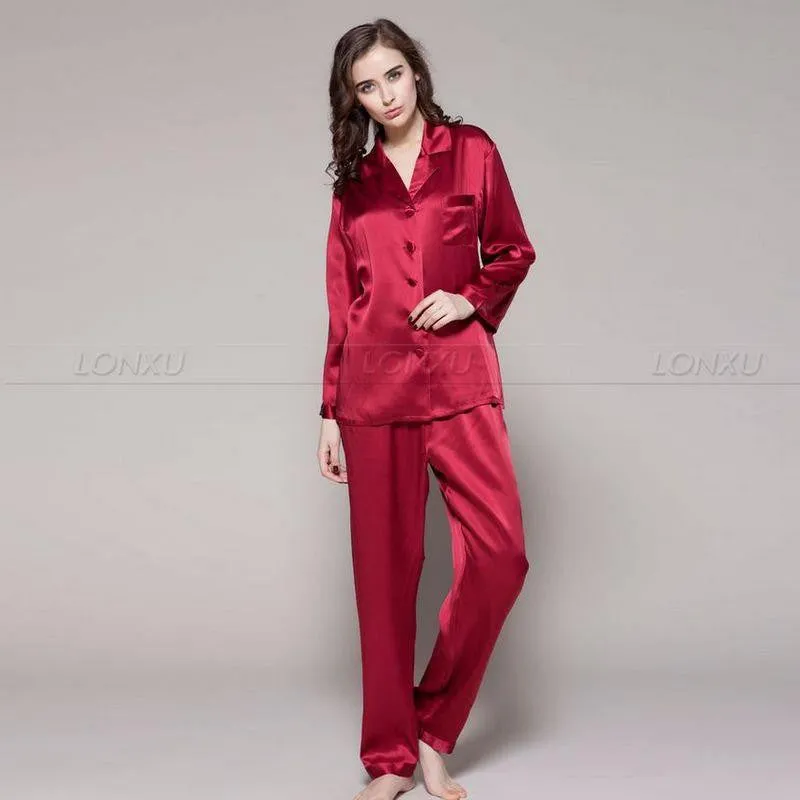 Womens Silk Satin Pajamas Set Pajama Set Sleepwear Loungewear