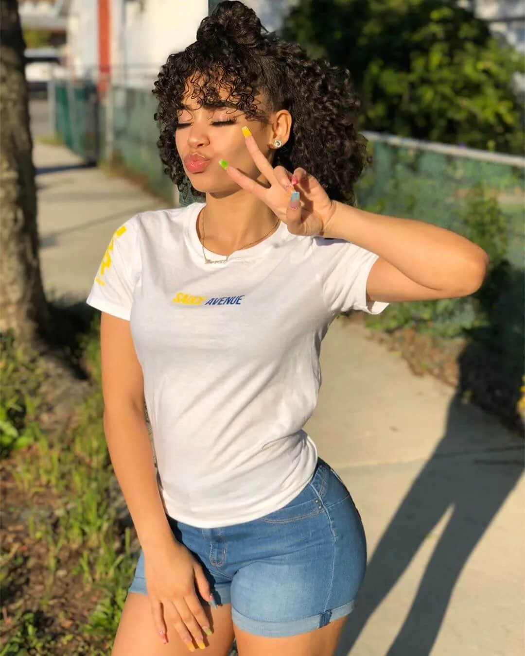 Yellow/Blue SA | White Tee (Solid Yellow/Blue Sleeves)
