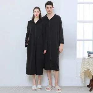Zipper Hooded Bathrobe