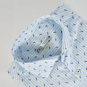 ZR Blue & White Printed Shirt