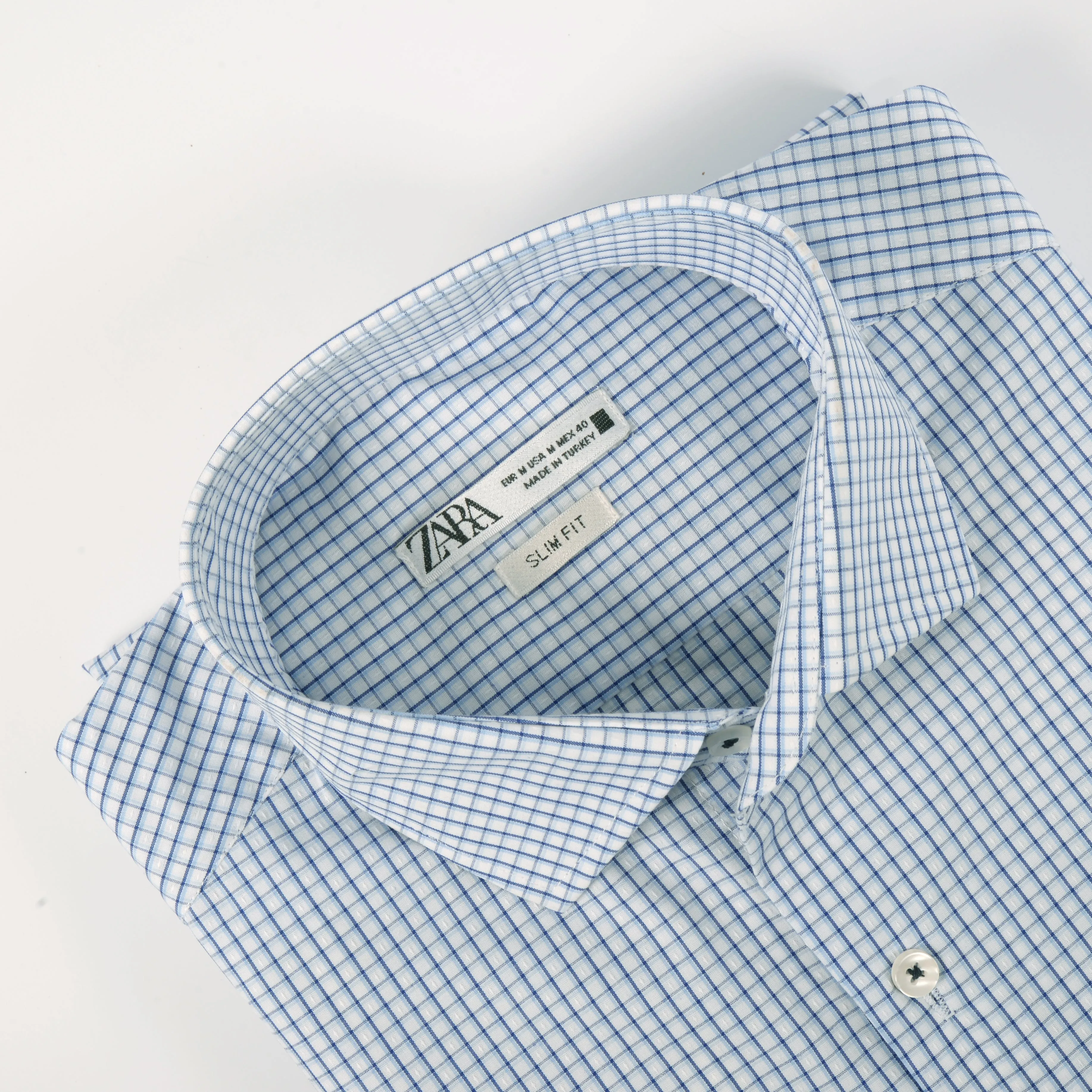 ZR Blue & White Self Checkered Shirt
