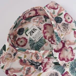 ZR Men Pink & White Floral Shirt